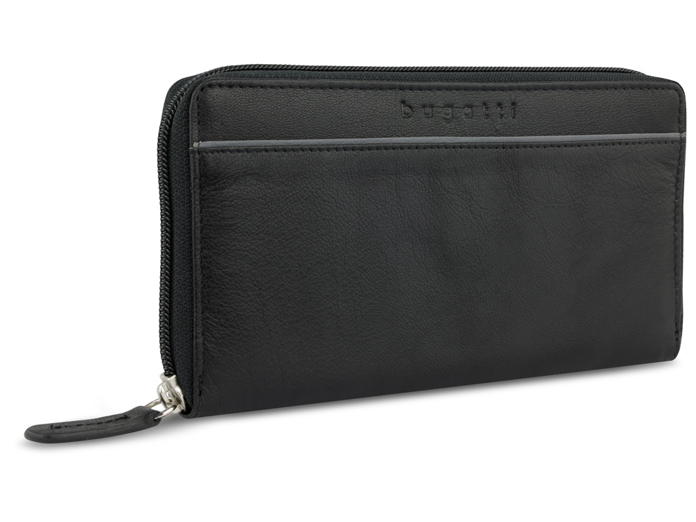 Кошелёк женский BUGATTI Banda, с защитой данных RFID, чёрный, кожа/полиэстер, 18