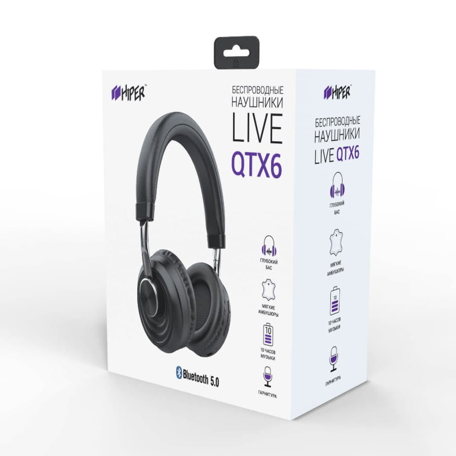 Наушники головные беспроводные Hiper LIVE QTX6