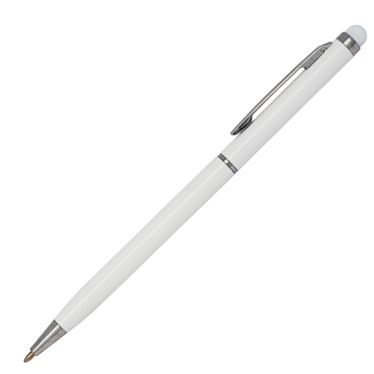 Ручка шариковая, СЛИМ СМАРТ Requis, металлическая, белая/серебристая