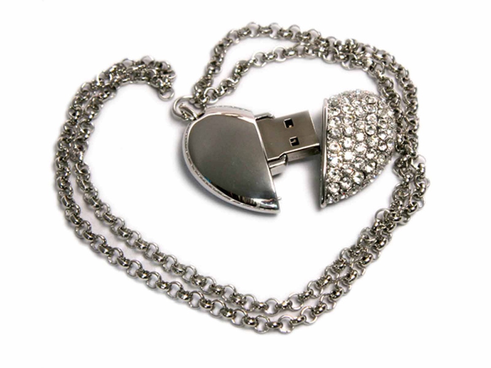 USB-флешка на 8 Гб в виде Сердца  с кристаллами