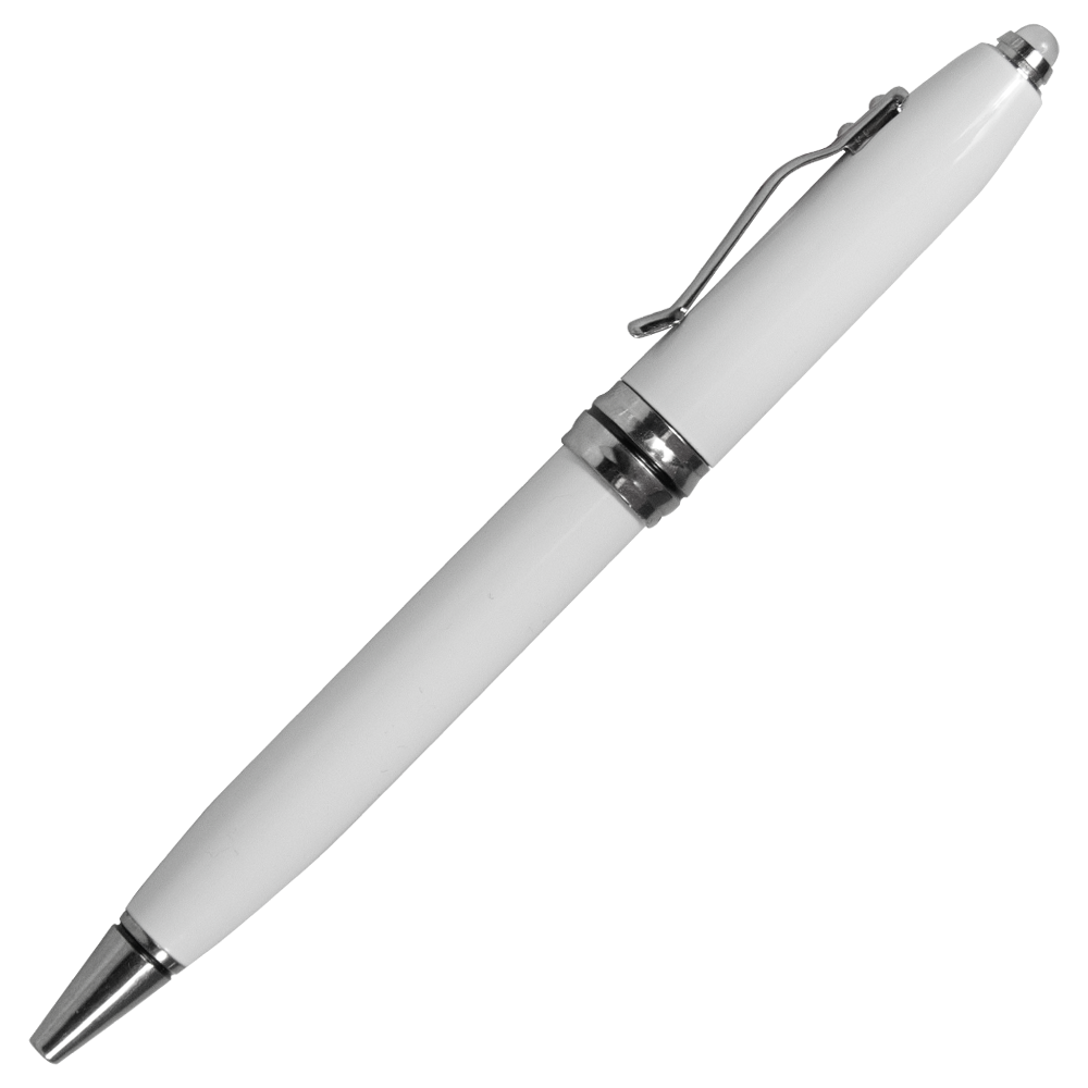 Ручка шариковая Grand Spoletto металлическая с фонариком, белая