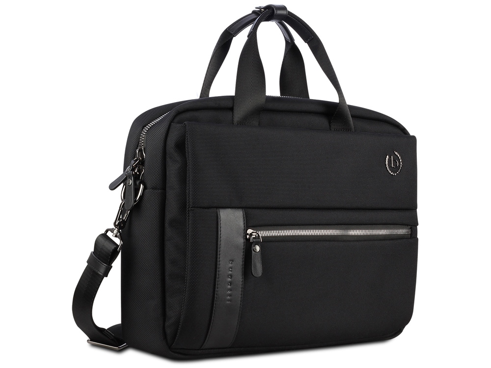 Портфель мужской BUGATTI Nero 15``, чёрный, нейлон 1680D/кожа, 42х10х30 см