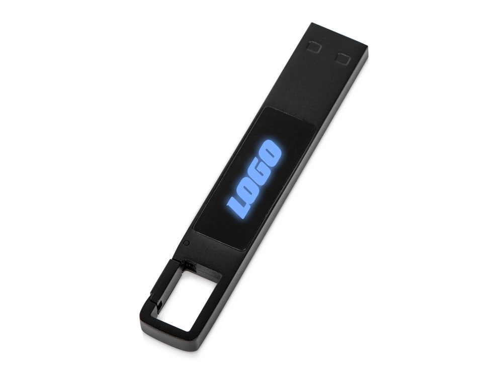 USB 2.0- флешка на 32 Гб c подсветкой логотипа Hook LED,  темно-серый