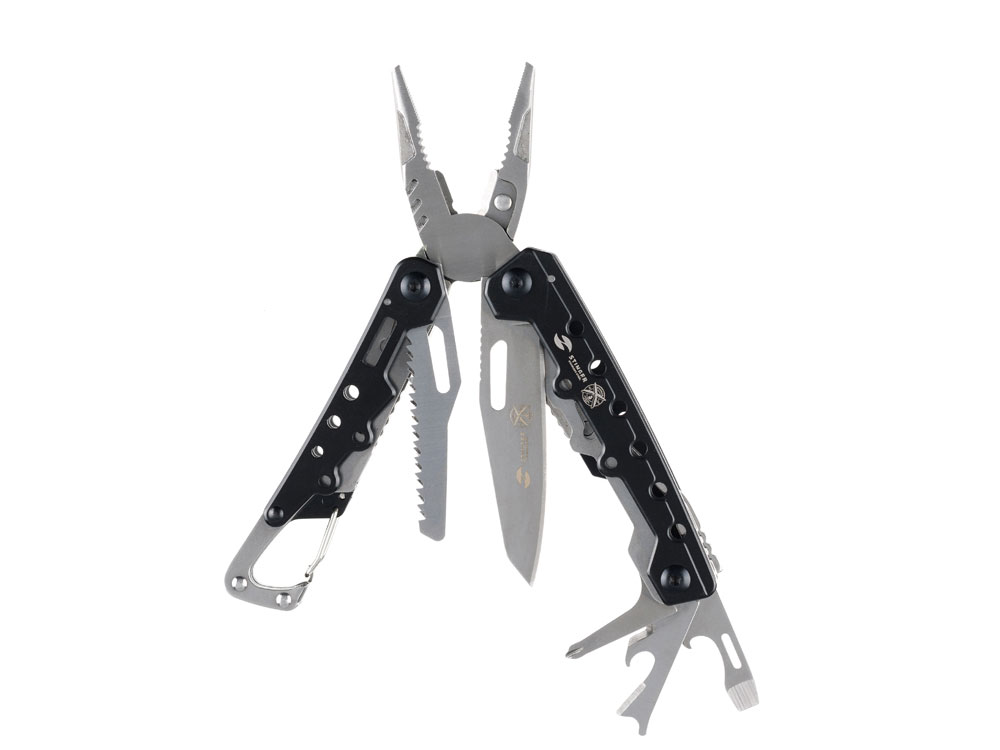 Мультитул Stinger, 105×40 мм, 12 функций, сталь, чёрно-серебристый