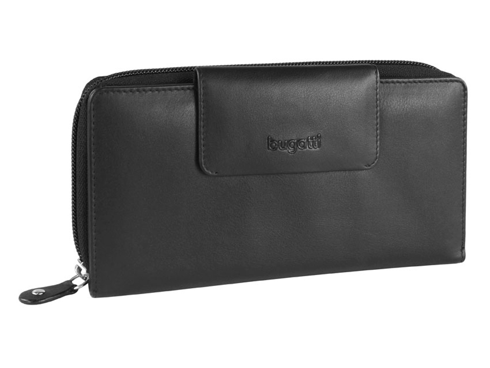 Кошелёк BUGATTI Vertice, чёрный, натуральная воловья кожа, 19, 2х3х10