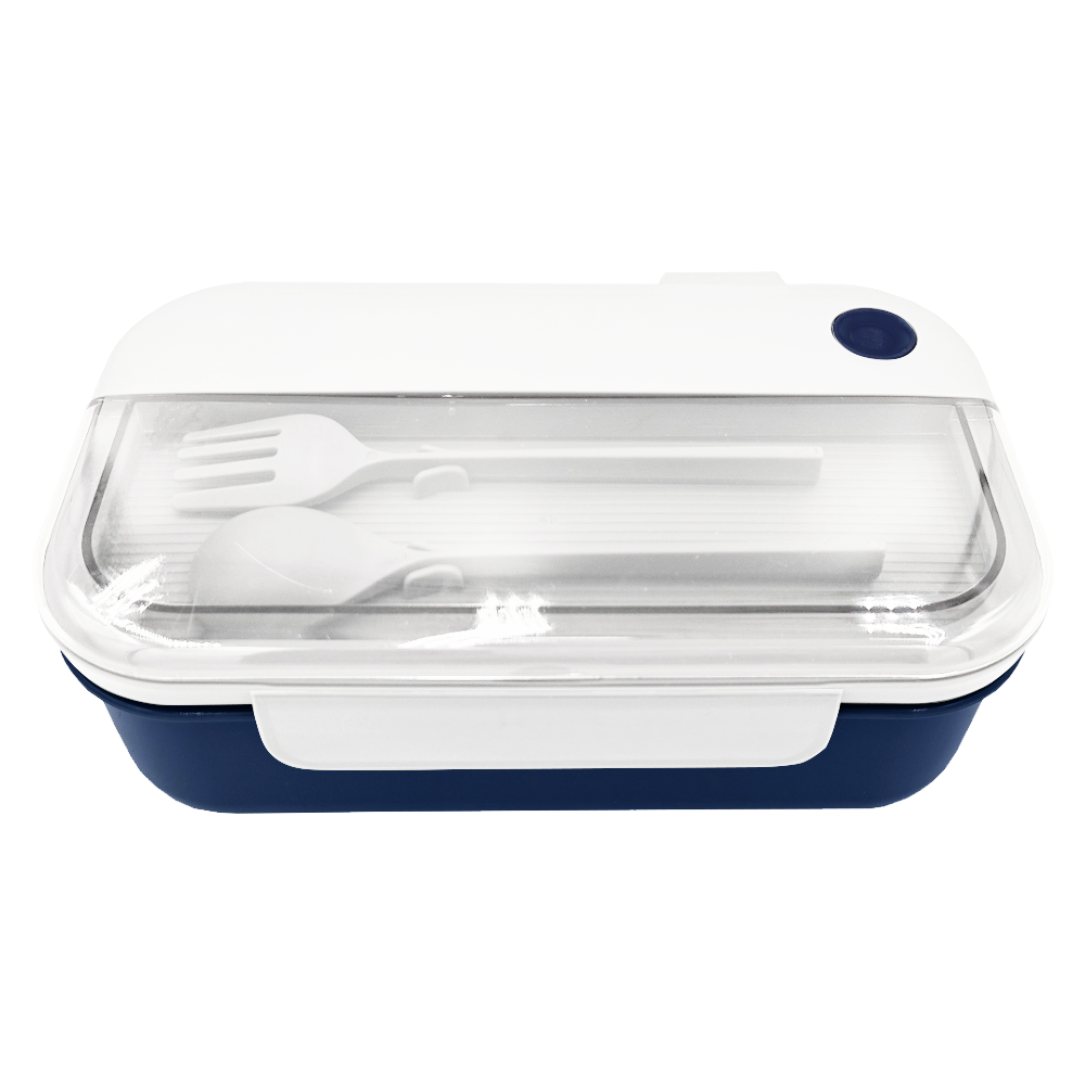 Герметичный контейнер для еды (ланч бокс)  BON VOYAGE, пластиковый, бело-темно-синий, 1100 мл.