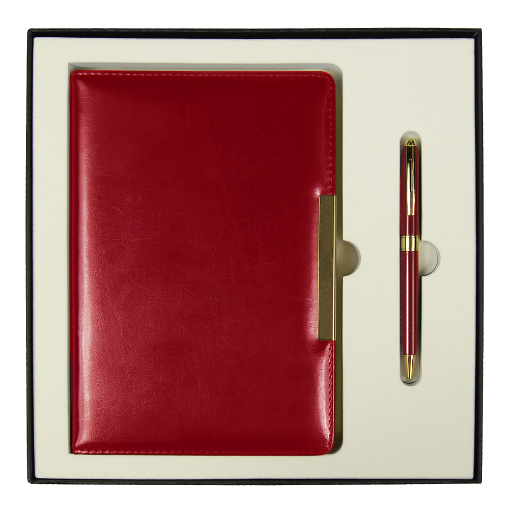 Набор подарочный Solution Duo (ежедневник City Moderna Pristine, ручка Gamma) бордовый с золотом