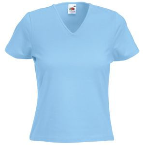 Футболка"Lady-Fit V-Neck T", небесно-голубой_XS, 95% х/б, 5% эластан, 210 г/м2