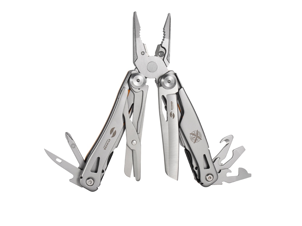 Мультитул Stinger, 105 мм, 14 функций, сталь/АБС-пластик, оранжевый
