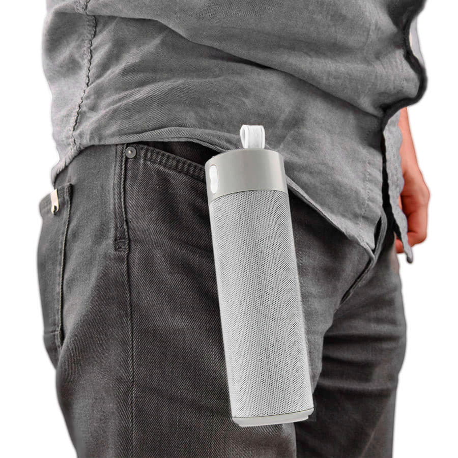 Bluetooth колонка с зарядным устройством(2000mAh) и моноподом"Turbo Tube",белый с серым,18х5,5х5,3с