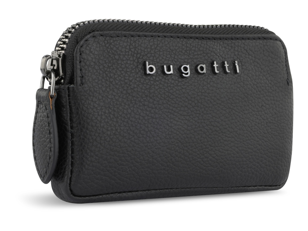 Ключница BUGATTI Bella, чёрная, воловья кожа/полиэстер, 12х1