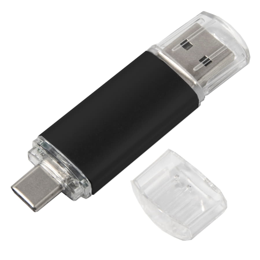 USB flash-карта ASSORTI OTG Type-C (8Гб), черная, 6, 3х1, 7х0, 8 см