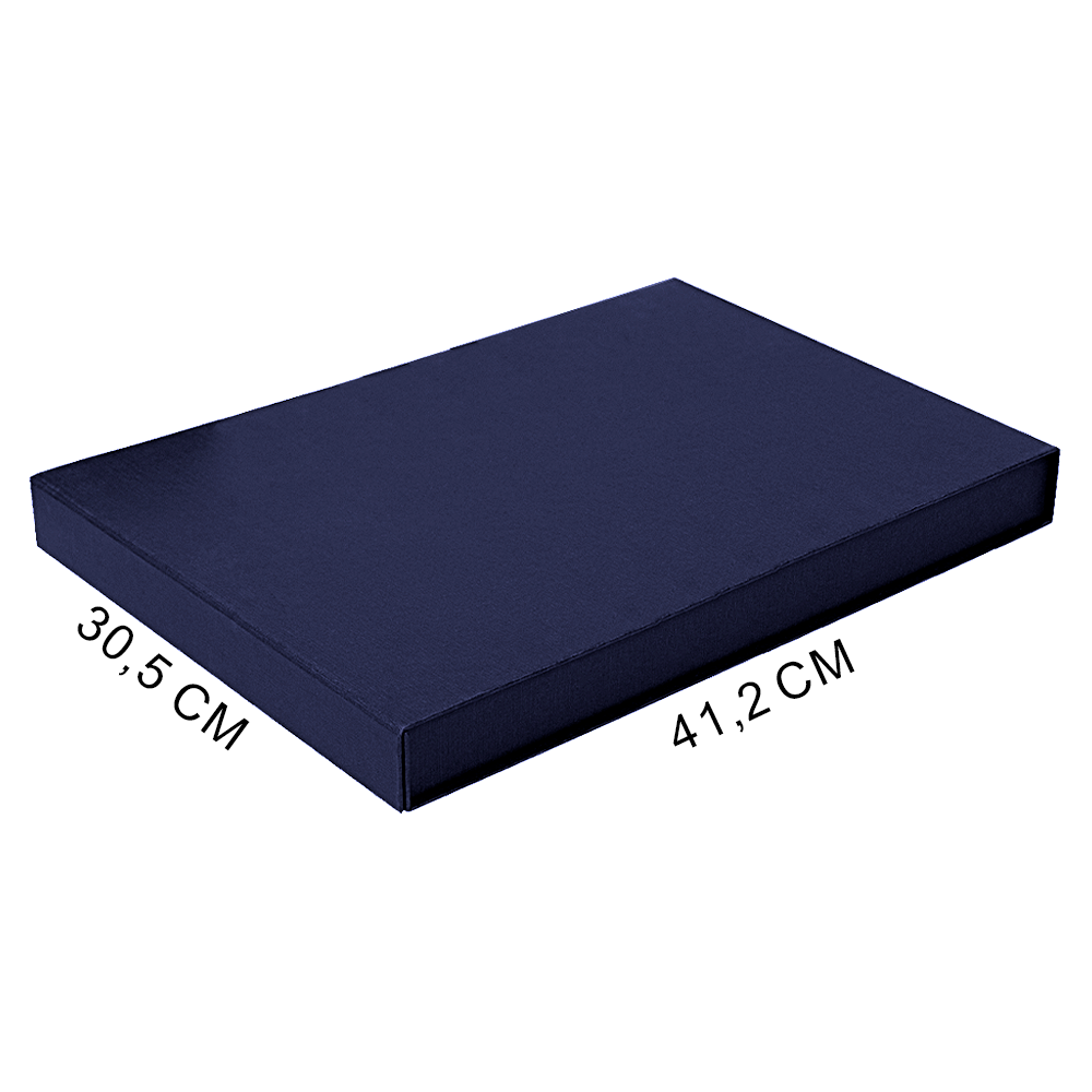 Подарочная коробка, размер 41,2*30,5*4,3 см, Solution Prestige Skyline Fabrique с магнитным клапаном, темно-синяя, с черным ложементом
