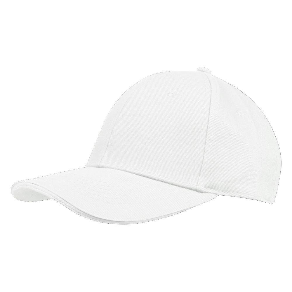 Кепка 6-панельная Oxford 300, c белым сендвичем, белая