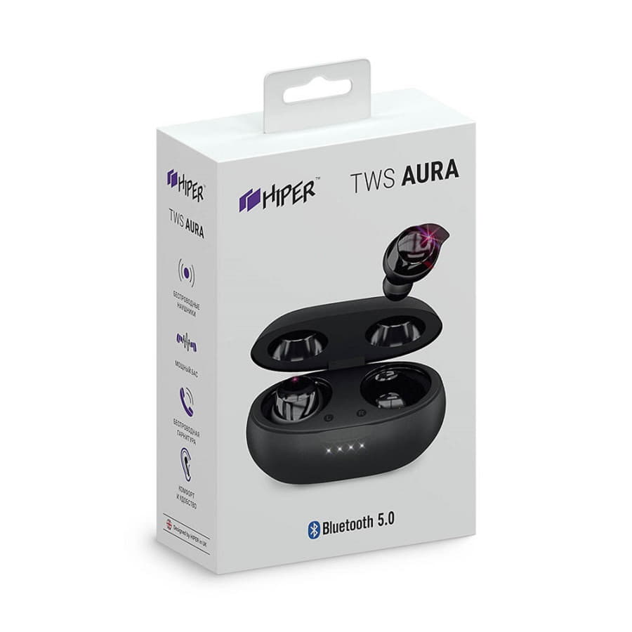 Наушники беспроводные с зарядным боксом HIPER TWS AURA