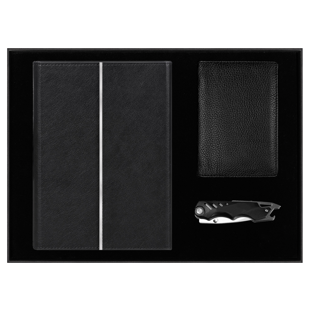 Набор подарочный Solution Prestige Trio (Ежедневник в суперобложке Country Galaxy Mocco, обложка для автодокументов Leather Sun, нож складной Tools Im