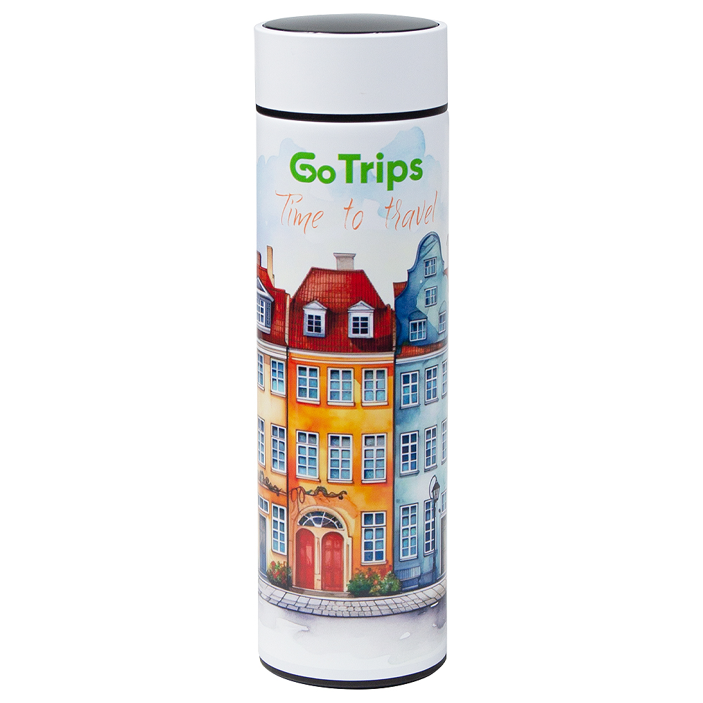Термос Traveler Print Sample "Go Trip" вакуумный