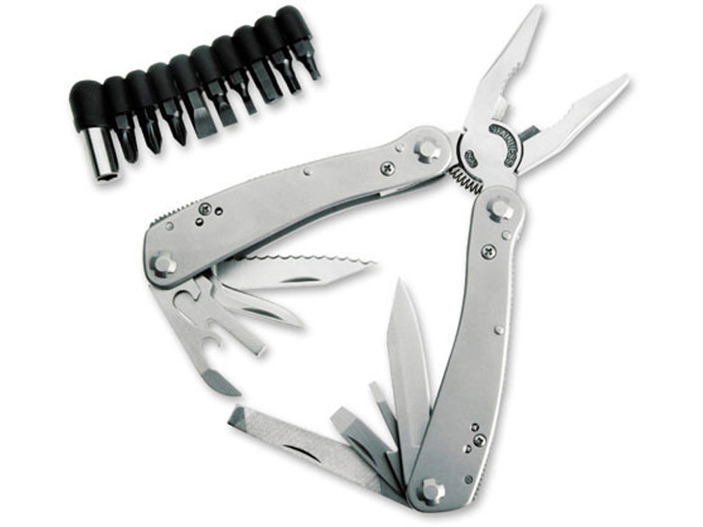 Мультитул Stinger, 105×50 мм, 10 функций, сталь, серебристый