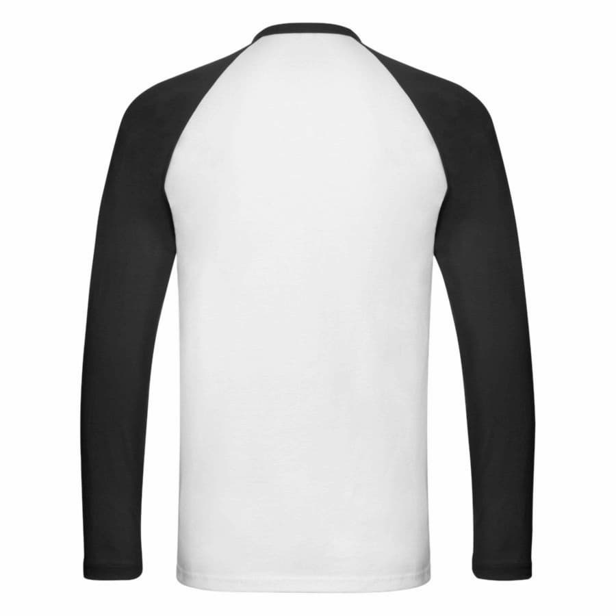 Футболка»Long Sleeve Baseball T», белый с черным_S, 100% х/б