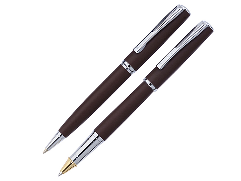 Набор Pierre Cardin PEN&PEN: ручка шариковая + роллер. Цвет — коричневый матовый. Упаковка Е.