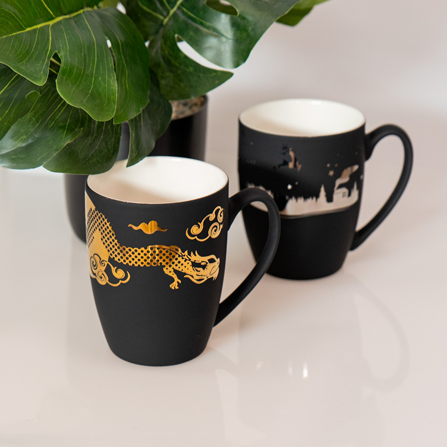 Кружка"Sweet" зеркало золото с прорезиненным покрытием, 350 мл, фарфор