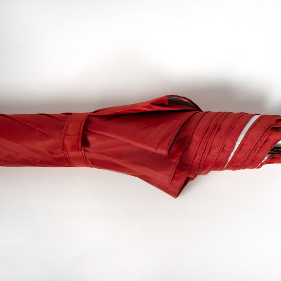 Зонт-трость с пластиковой ручкой "под алюминий""Silver", полуавтомат; красный с серебром; D=103 cм