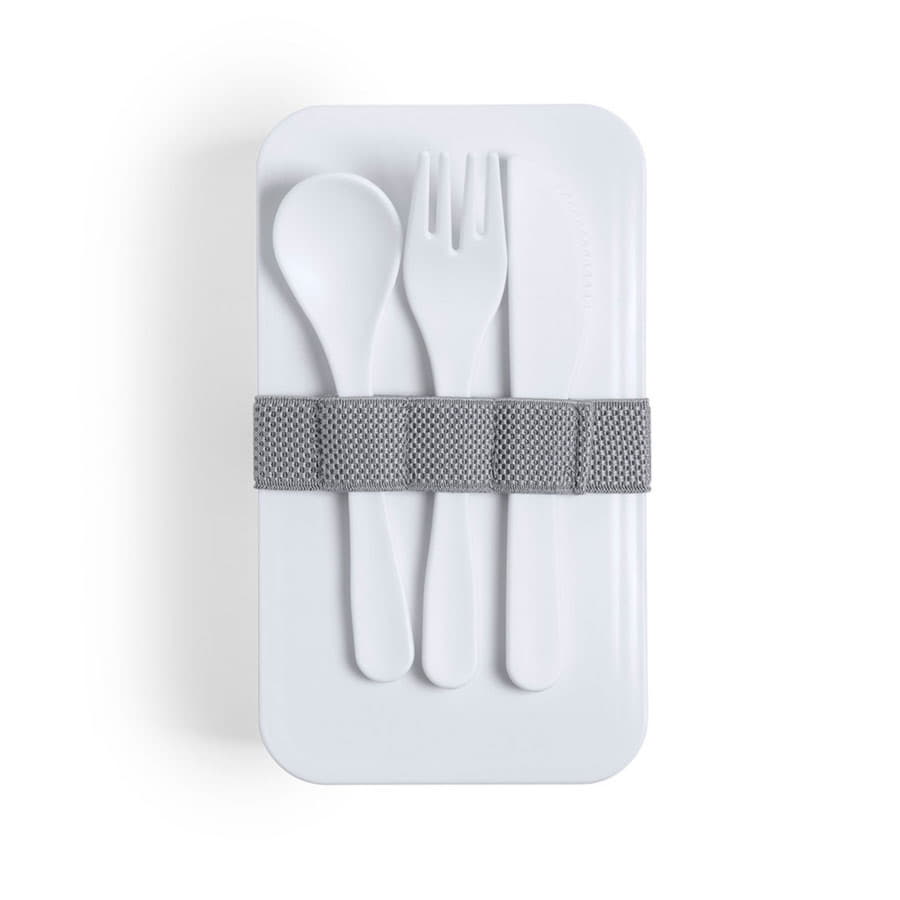 Ланч-бокс FANDEX, ложка, вилка нож в комплекте, 18,7х12,1х10,6см, 2х700мл, антибактериальный пластик