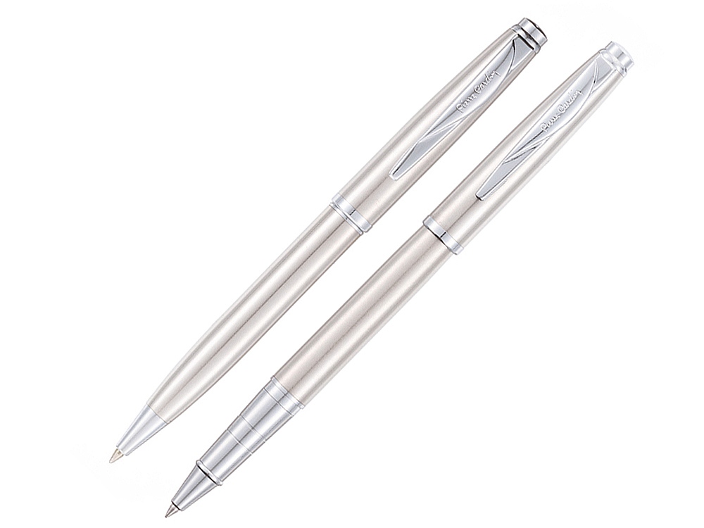 Набор Pierre Cardin PEN&PEN: ручка шариковая + роллер. Цвет — серебристый. Упаковка Е.