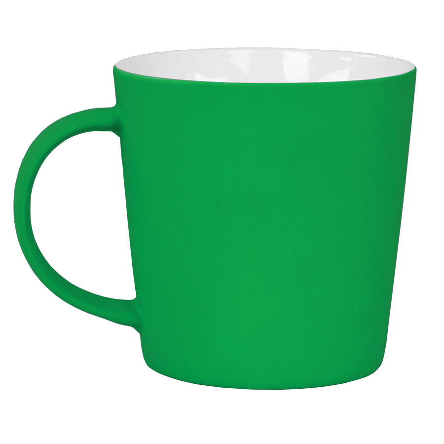 Кружка"Bali" с прорезиненным покрытием, зеленый, 400 мл, фарфор