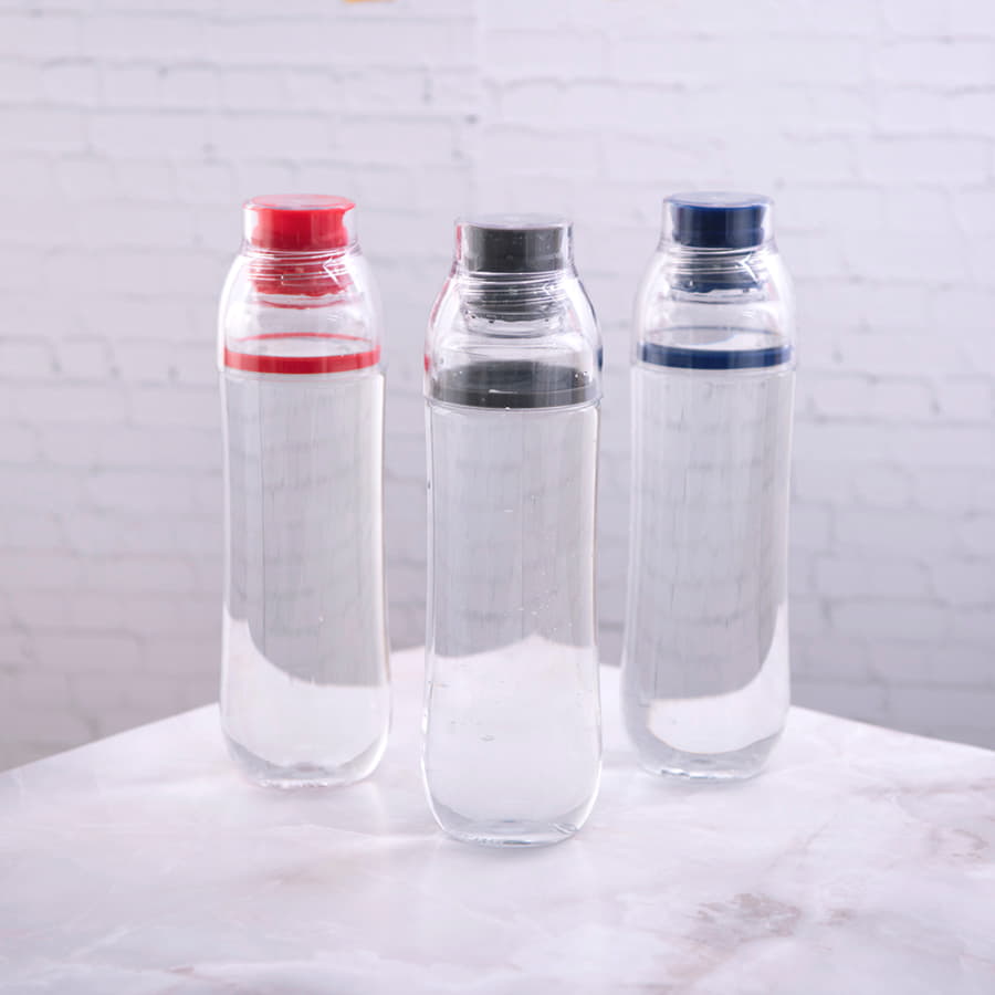 Бутылка для воды FIT, 700 мл; 24,5х7,4см, прозрачный с красным, пластик rPET