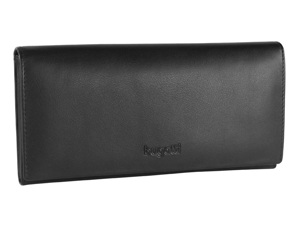 Кошелёк BUGATTI Vertice, чёрный, натуральная воловья кожа, 19, 2х3х9