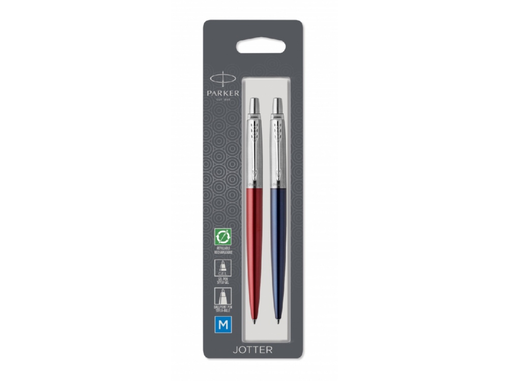 Набор из 2х ручек : Parker Jotter London Parker Jotter Essential, Kensington Red CT и Jotter Essential, Royal Blue CT