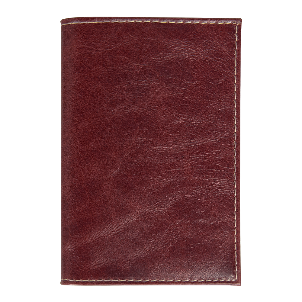 Обложка для паспорта Leather Sky Matt Trend из натуральной кожи, бордовая с белой прострочкой