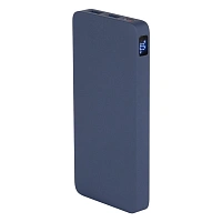 Внешний аккумулятор (powerbank)  «WeCharge Soft Touch»,  10 000 mAH, Power Delivery (PD) 25.5W, со светящимся логотипом после гравировки, c цифровым дисплеем для контроля заряда, темно-синий