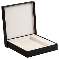 Коробка подарочная Solution, черная, размер 16*14*2 см, бежевый ложемент с прямоугольной вырубкой