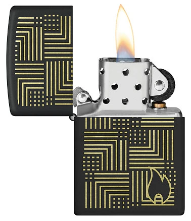 Зажигалка ZIPPO Reflection Design с покрытием Black Matte, латунь/сталь, черная, матовая, 38x13x57 мм