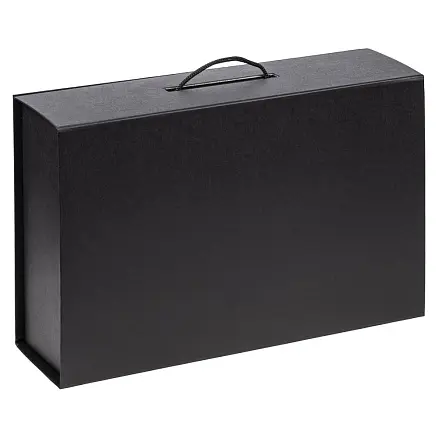 Подарочная коробка, размер 38,5*26*10,5 см, Solution Prestige Big Case Soft с магнитным клапаном и ручкой , с EVA ложементом 36,8*25,1*4 см под индивидуальную вырубку  , черная,