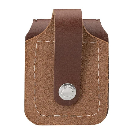 Чехол ZIPPO для широкой зажигалки, кожа, с кожаным фиксатором на ремень, коричневый, 57x30x75 мм