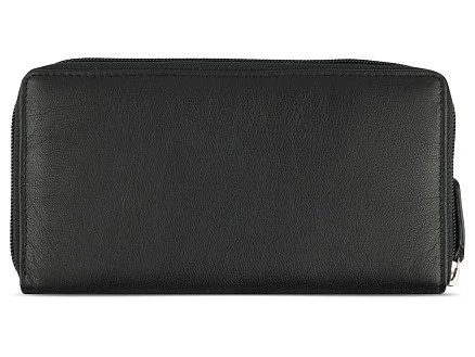 Кошелёк женский BUGATTI Banda, с защитой данных RFID, чёрный, кожа/полиэстер, 18,5х2х10 см