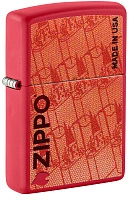 Зажигалка ZIPPO Made in USA Design с покрытием Red Matte, латунь/сталь, красная, 38x13x57 мм