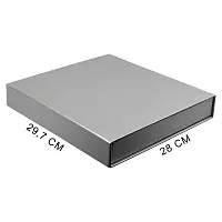Подарочная коробка, размер 29,7*28,0*4,5 см, Solution Prestige Magnum Fabrique магнитным клапаном под индивидуальную вырубку, с ложементом из поролона, серебристая