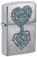 Зажигалка ZIPPO Rooted in Love Design с покрытием Brushed Chrome, латунь/сталь, серебристая, 38x13x57 мм