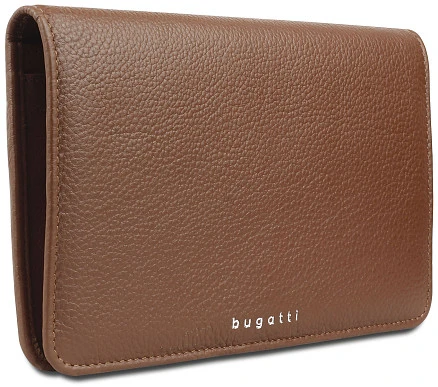 Кошелёк женский BUGATTI Lady Top, коньячный, натуральная воловья кожа, 19,5х2х11,2 см