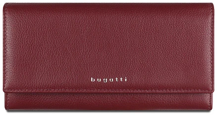 Кошелёк женский BUGATTI Lady Top, красный, натуральная воловья кожа, 20х2,5х10,5 см