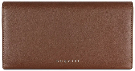 Кошелёк женский BUGATTI Lady Top, коньячный, натуральная воловья кожа, 19,5х2х10 см