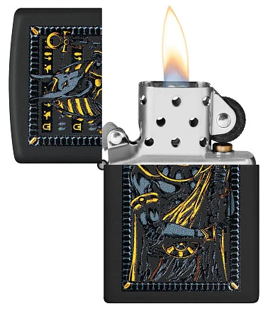 Зажигалка ZIPPO Anubis с покрытием Black Matte, латунь/сталь, черная, 38x13x57 мм