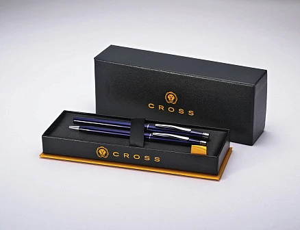 Набор Cross Classic Century Translucent Blue Lacquer: шариковая ручка и ручка-роллер,, синий