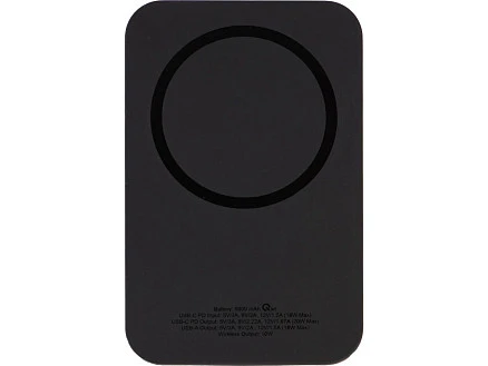 Магнитный беспроводной внешний аккумулятор MagnetIQ, 5000 mah, 10 W, черный (Р)