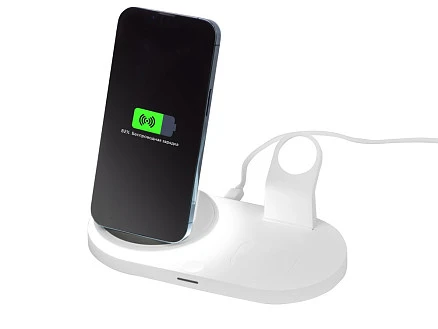 Складная зарядная станция с беспроводной зарядкой Flashport, 15 Вт, белый (Р)