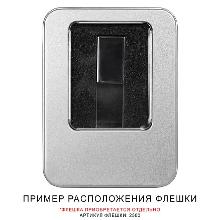 Футляр Кристалл для флеш накопителя металлический, размер 11,5*8,5 см, серебристый